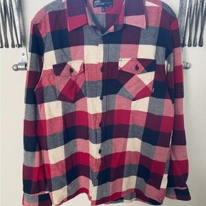 VANS OFF THE WALL Red and Black Plaid Button-Up Shirt
